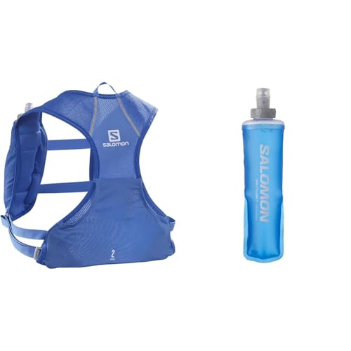 Salomon Agile 2 Unisex Hydrationsweste Trail Running Wandern MTB & Soft Flask 250ml/8oz 28 Unisex Soft-Trinkflasche, Komfort, Ventil mit hoher Durchflussrate, Einfach zu handhaben, Blau von Salomon