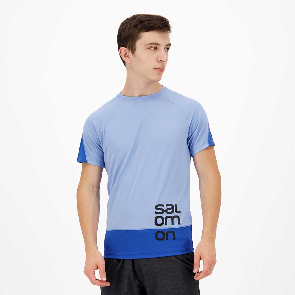 Salomon Cross Run Graphic Short Sleeve T-shirt Blau XS Mann von Salomon