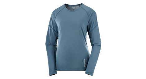 salomon cross run damen langarm technisches t shirt blau von Salomon