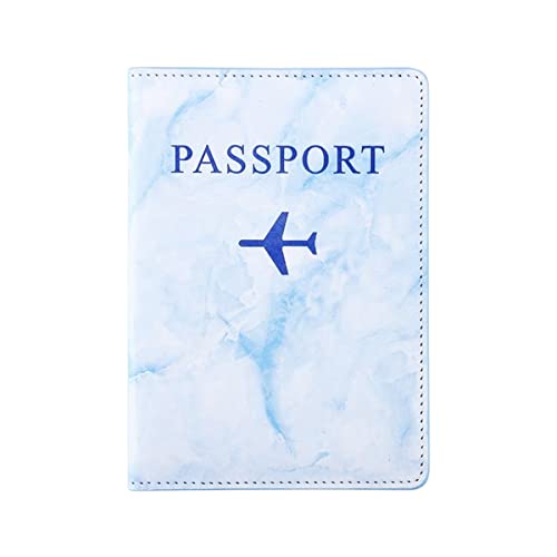 SamHeng Universal Reisepasshülle, Pu Leder Marmor Reisepass Schutzhüll Passschutz Für Damen Herren, Passhülle Reisepass Tasche Kartenhalter zum Kasse Kreditkarte Bordkarten (Blau) von SamHeng