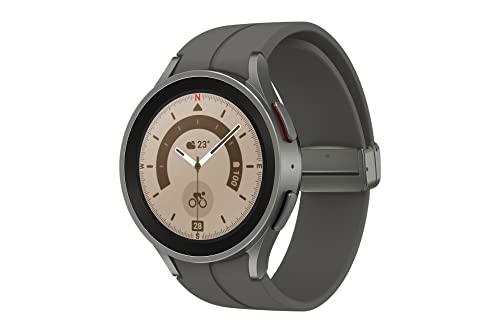 Samsung Galaxy Watch5 Pro, Runde Bluetooth Smartwatch, Wear OS, Outdoor-Fitnessuhr, Fitness-Tracker, 45 mm, Titanium von Samsung