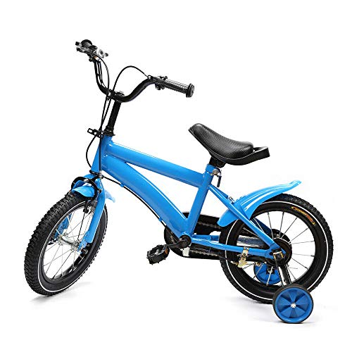 SanBouSi 14 Zoll Kinderfahrrad Fahrrad Mountenbike Kinder Lauflernrad mit Stützräder für Jungen Mädchen - Ab 3-6 Jahre (Blau) von SanBouSi