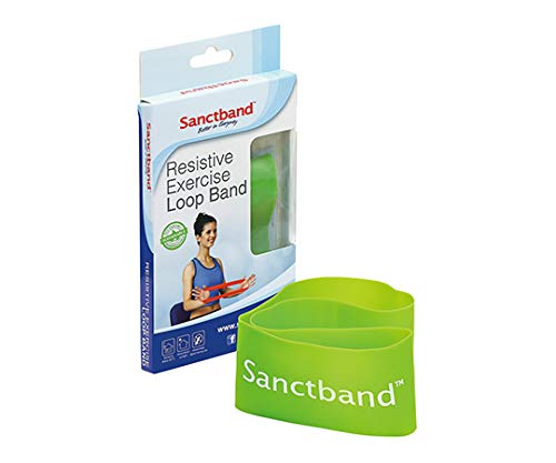 Sanctband Loop Band Fitness-Ring – Grün mittlerer Widerstand – Einzelpack – 23 cm x 5 cm – für Fitness, Yoga, Crossfit von Sanctband
