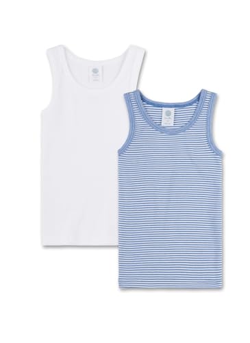 Sanetta Jungen Unterhemd (Doppelpack) | Hochwertiges und nachhaltiges Unterhemd für Jungen aus Bio-Baumwolle. Inhalt: 2er Set Unterwäsche für Jungen 140 von Sanetta