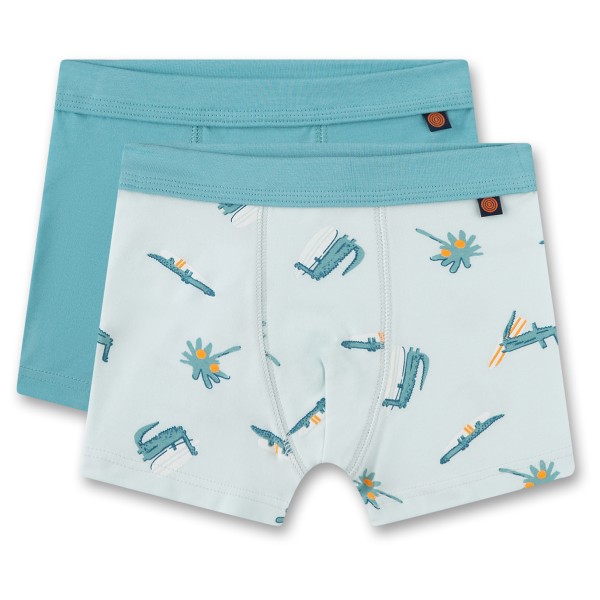 Sanetta - Kid's Boy Modern Mainstream Doppelpack Shorts - Unterhose Gr 140 grau/türkis von Sanetta