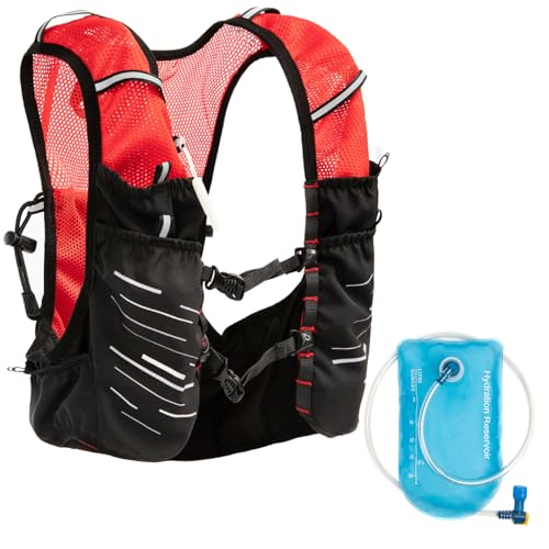 Laufende Hydratationsweste, einstellbare Unisex -Reflexionsweste, 1L Reflektierende Hydratation Rucksack, atmungsaktives Hydratationspaket mit Taschen für das Marathon -Wanderradfahren von Sanfiyya