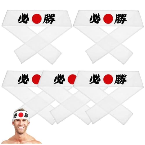 Bushido Stirnband 5 Stück Im Japanischen Stil Lauftuch Karate Training Haarband Sport Kopfbedeckung Weiß Victory Stirnband Für Herren von Sanfly