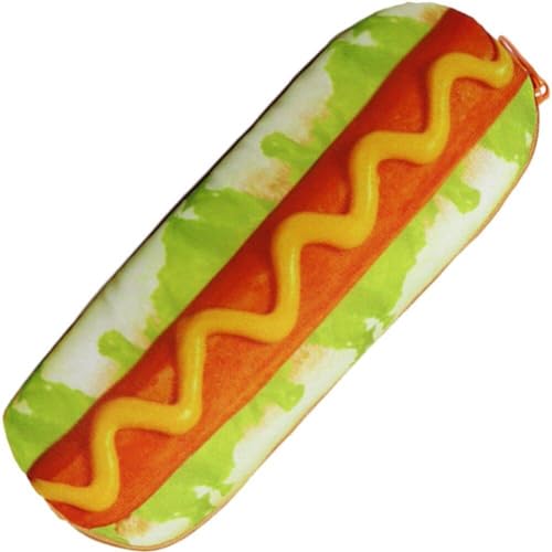 Hot Dog Federmäppchen Simulieren Sie Hot Dog Stifttasche Große Kapazität Plüsch Hot Dog Bleistiftbeutel Flauschige Make-up-Tasche Schulbedarf von Sanfly