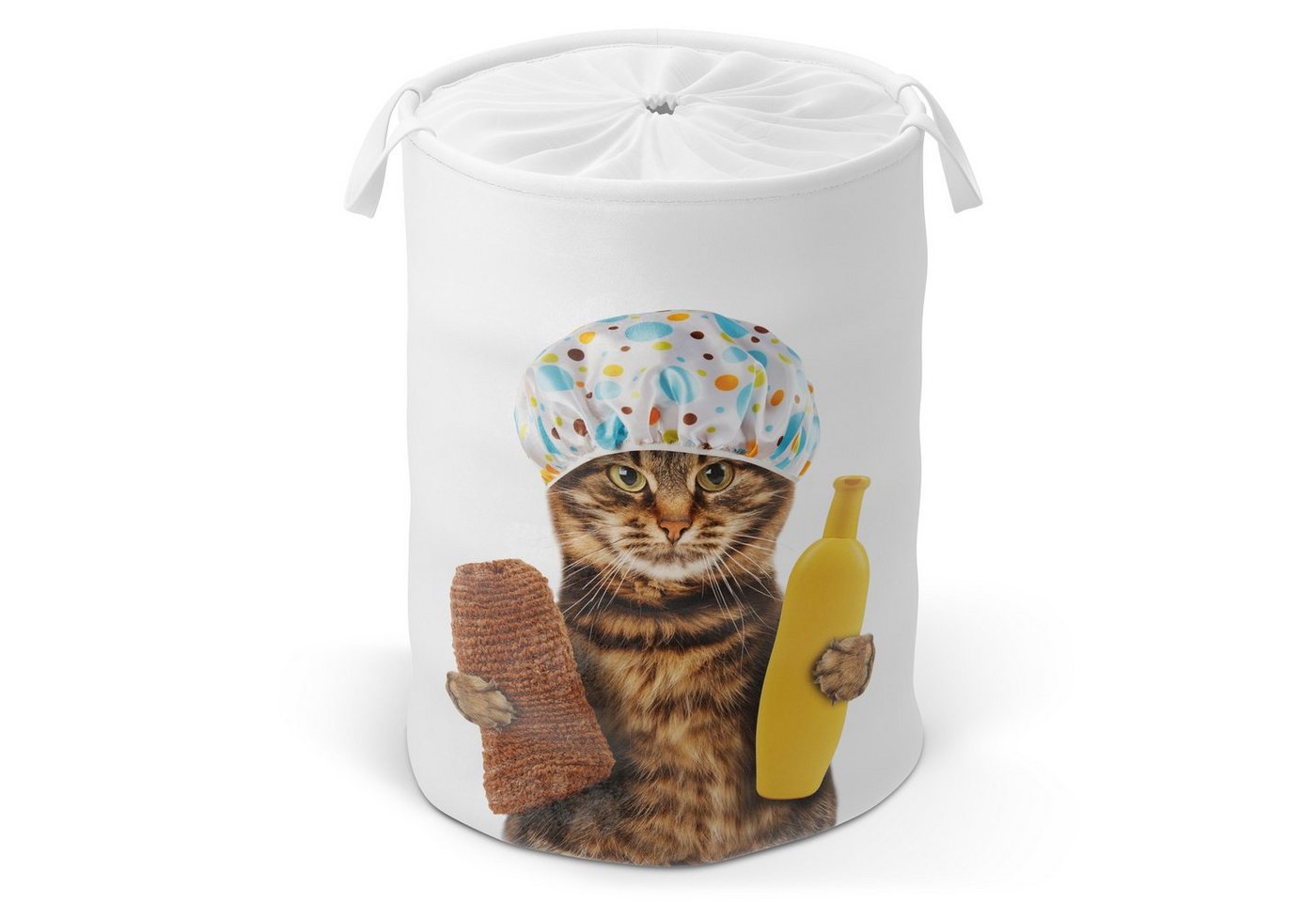 Sanilo Wäschekorb Shower Cat, 60 Liter, faltbar, mit Sichtschutz und Griffen, kräftige Farben von Sanilo