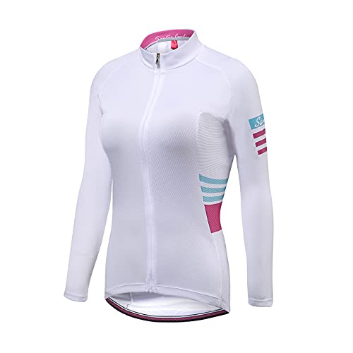 Santic Fahrradtrikot Damen Langarm Radtrikot Frau Fahrradshirt Damen Langarm Fahrradtrikot MTB Weiß EU XL von Santic