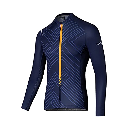 Santic Fahrradtrikot Herren Langarm Radtrikot Herren Fahrradshirt/Radshirt/Bikeshirt MTB mit Taschen Marine EU S von Santic