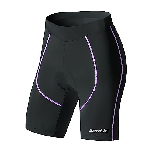 Santic Fahrradhose Damen Gepolstert Kurz Radlerhose Damen Radhose Damen mit Sitzpolster Radsportshorts Violett EU S von Santic