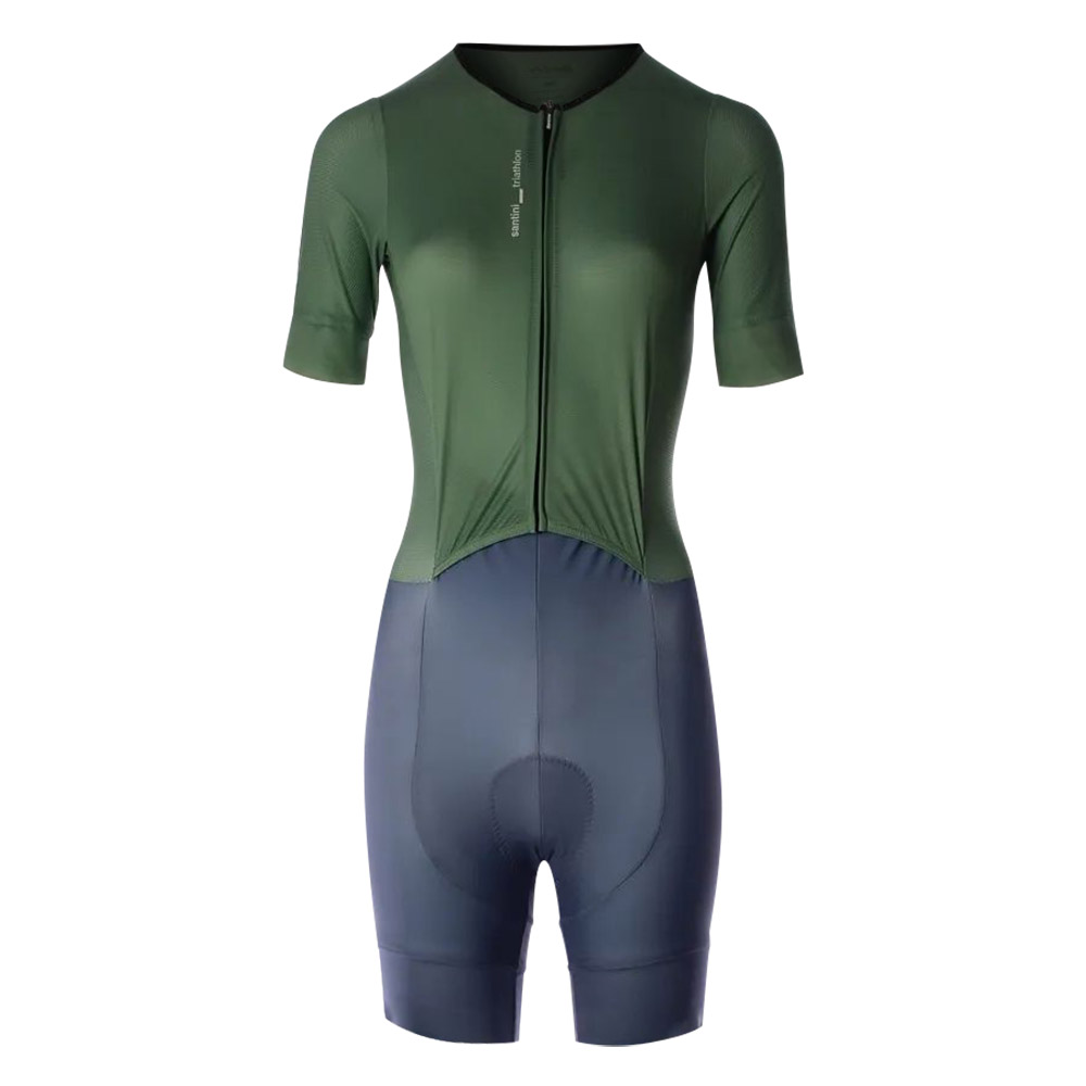 Santini Leaf Short Sleeve Trisuit Grün XS Frau von Santini