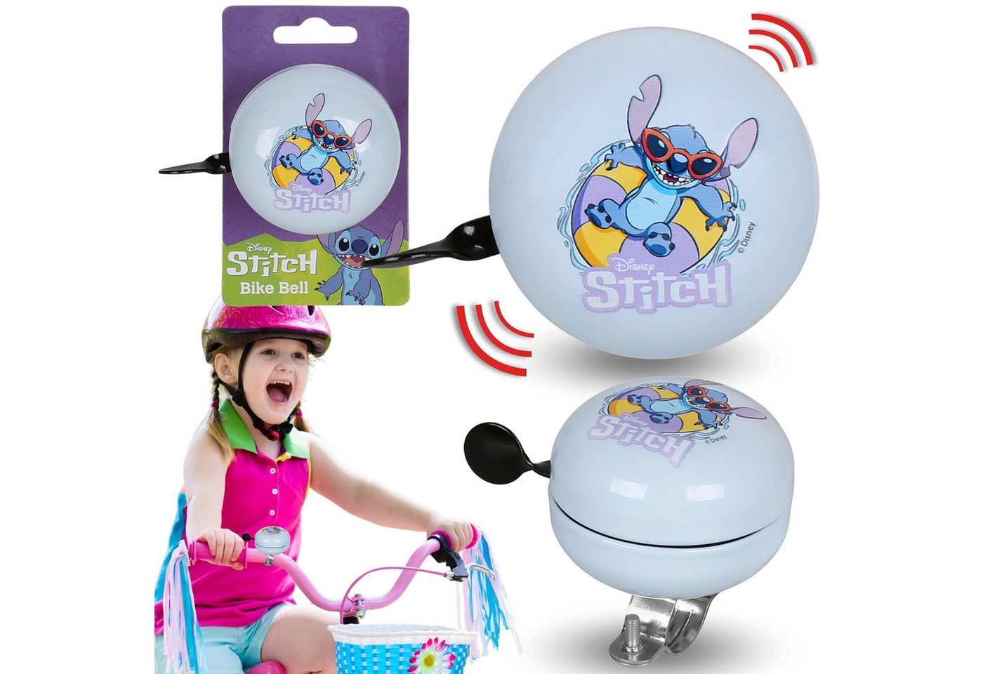Sarcia.eu Fahrradklingel DISNEY Stitch Fahrradglocke Metall 6 cm für Kinder Fahrrad von Sarcia.eu