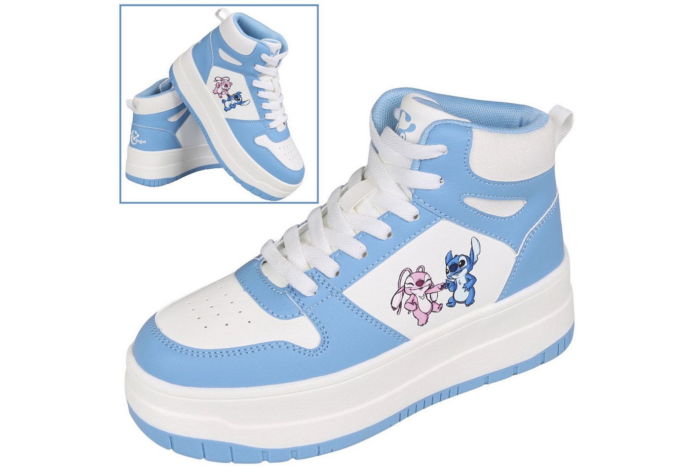 Sarcia.eu Stitch Disney Damen High-Top Sneaker, blau-weiß 38 EU / 5 UK Sneaker von Sarcia.eu