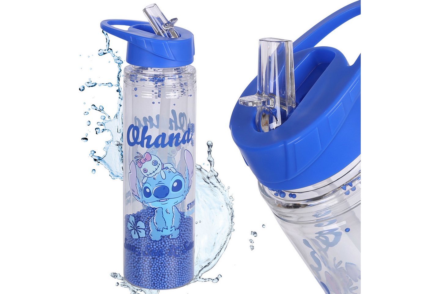 Sarcia.eu Trinkflasche DISNEY Stitch Wasserflasche 550 ml mit Griff, Mundstück & Strohhalm von Sarcia.eu