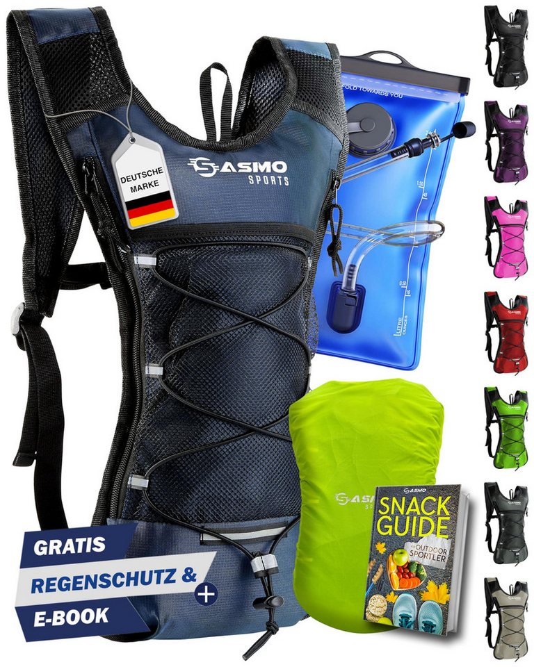 Sasmo Trinkrucksack mit Thermofach, Trinkrucksack Laufen - Ultraleicht, Laufrucksack Damen & Herren inklusive Regenschutz & Reflektoren von Sasmo