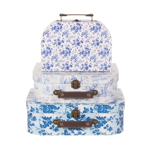 Sass & Belle Celeste Koffer mit Blumenmuster, Blau / Weiß, 3 Stück von Sass & Belle