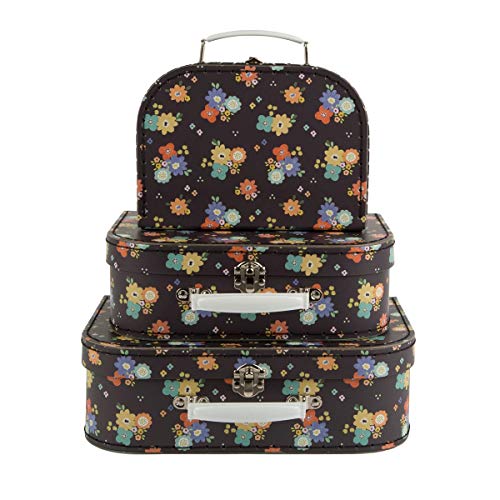 Set of 3 Dahlia Floral Hard Suitcase Storage Decoration Wedding Keepsake Vintage von Sass & Belle