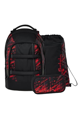 Satch Pack Set Set 3 teilig ab 5. Klasse ergonomisch 30L Stauraum mit Schlamperbox Sportbeutel von Satch