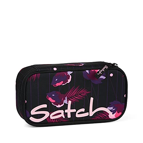 satch Schlamperbox extra groß inkl. Trennfach Reißverschlussfach Stiftehalter Geodreieck Sichtfenster für Stundenplan Mystic Nights - Lila von Satch