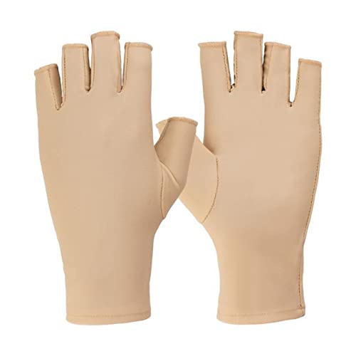 Saterkali Halbfinger-Handschuhe, professionelle UV-Schutz-Handschuhe für Maniküre, atmungsaktiv, Sonnenschutz, Halbfinger-Reithandschuhe, Nagelzubehör, Hautfarbe-B von Saterkali