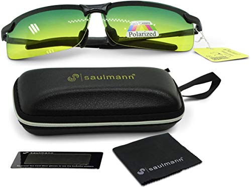 Saulmann® SM6787 Polarisierte Tag- / Nacht Kontrastverstärkende Brille, UV-Schutz, Blendschutz Sonnenbrille für Auto Fahren, Angeln, Golf und andere Outdoor Sport Aktivitäten Ⓖ&🅖 von Saulmann