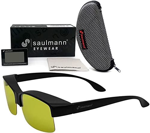 Saulmann® ✅ Polarisierte Unisex Überzieh Blendschutzbrille - Kontrast Outdoor- & Nacht Fahrbrille mit UV-Schutz gegen blendendes Licht und Antireflexbeschichtung - Polbrille SM2179 von Saulmann