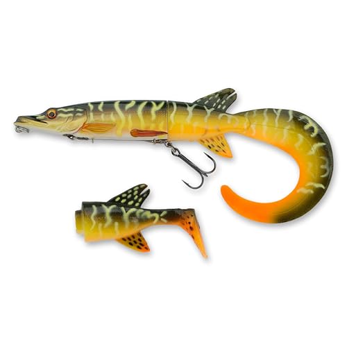 Savage Gear 3D-Hybrid-Hecht-Angelköder, 3,8 g, Hecht, realistische Konturen, Farben und Bewegung, langlebige ABS-Konstruktion, robuste Drillingshaken, Schnurdurchführung, austauschbare PVC-Schwänze von Savage Gear