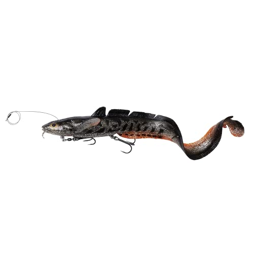 Savage Gear 3D Line Thru Burbot - Gummifisch, Größe/Gewicht/Farbe:36cm / 216g / Black Silver Orange UV von Savage Gear