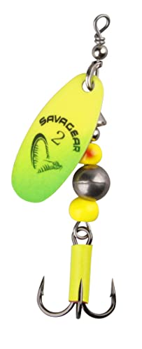 Savage Gear Caviar Spinner, Hechtköder, Angelköder, Kunstköder, Barschköder, Zanderköder, Köder für Hecht, Zander, Barsch, Forellenköder, Barschspinner, Forellenspinner, Hechtspinner, Farbe:Fluo Yellow / Chartreuse, Größe / Gewicht / Packungsinhalt:Gr. 4 / 14g von Savage Gear