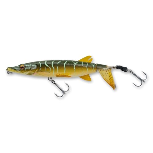 Savage Gear Pike Smash Tail Angelköder, 3,8 g, Hecht, realistische Konturen, Farben und Bewegung, langlebige ABS-Konstruktion, ultrascharfe Drillingshaken von Savage Gear
