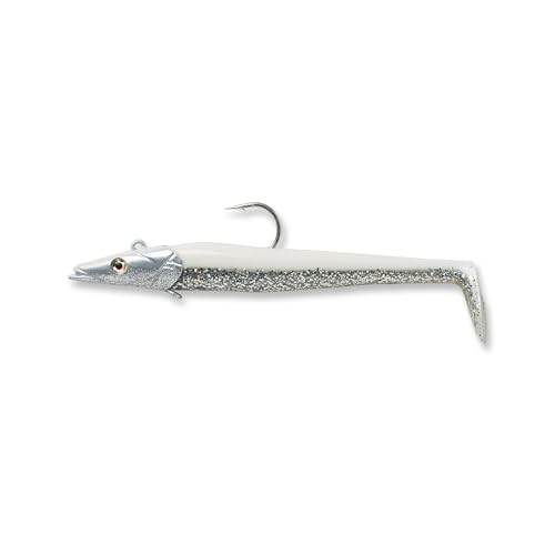Savage Gear Sandeel Angelköder, echte Perle, realistische Konturen und Bewegung, langlebige Konstruktion, zwei Bindepunkte, 5 Haken, holografische Augen, Köderhalter von Savage Gear