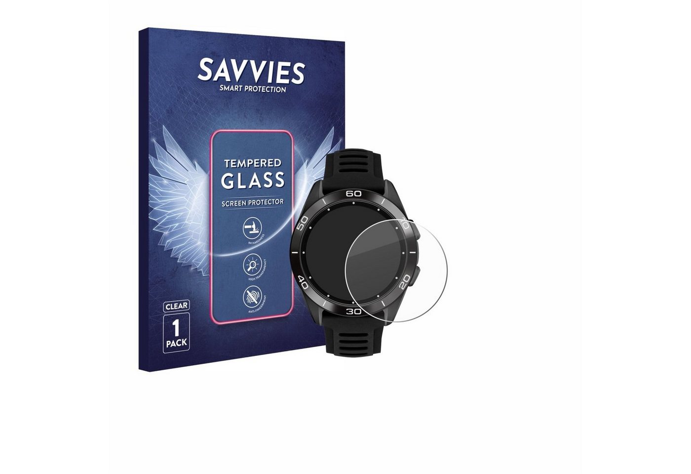 Savvies Panzerglas für Tissot T-Touch Connect Sport 2023, Displayschutzglas, Schutzglas Echtglas 9H Härte klar Anti-Fingerprint von Savvies