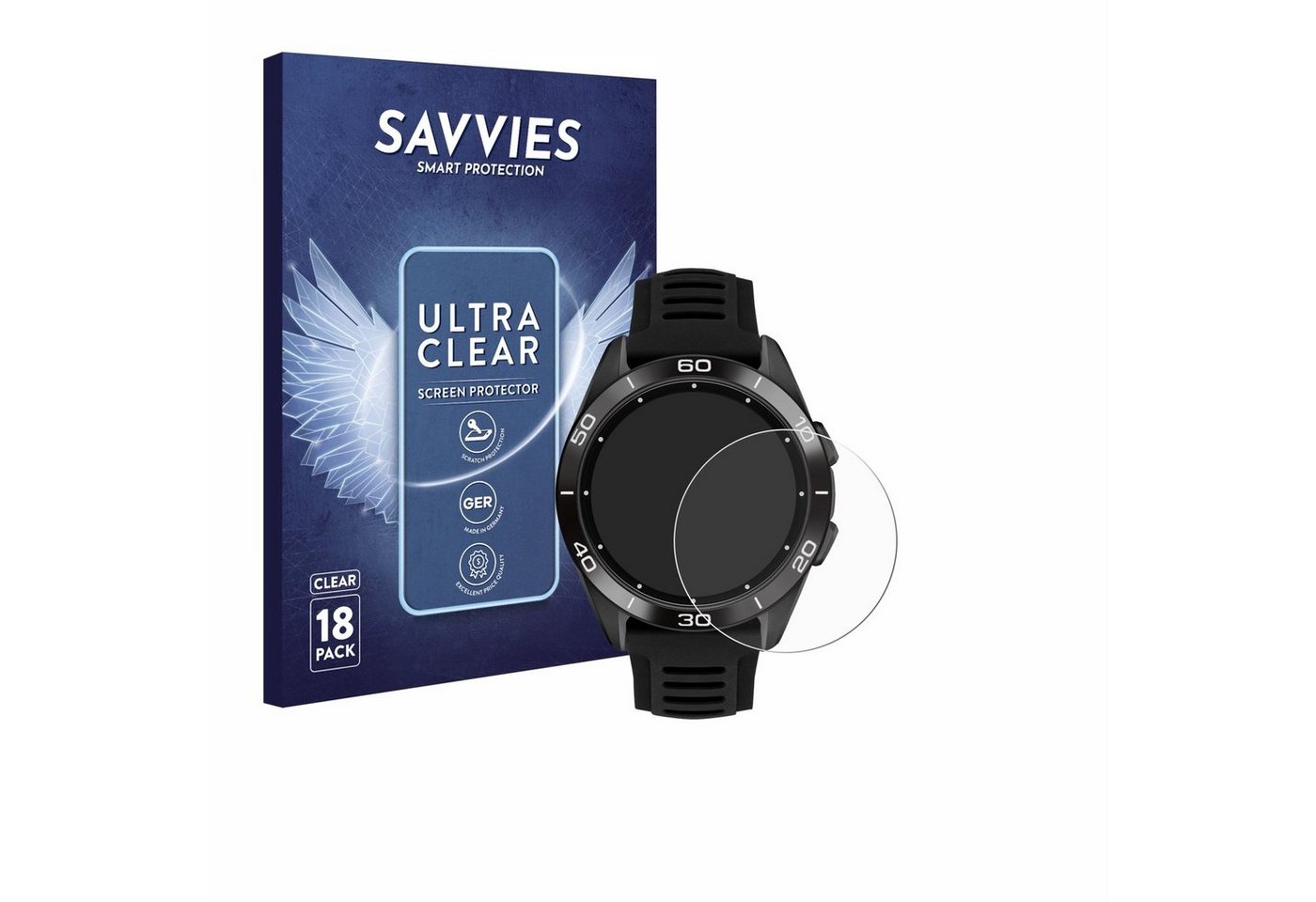 Savvies Schutzfolie für Tissot T-Touch Connect Sport 2023, Displayschutzfolie, 18 Stück, Folie klar von Savvies