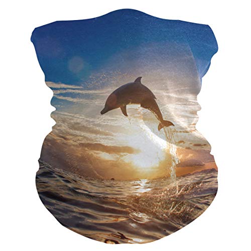 Sonnenuntergang Strand Delphin Gesichtsmaske Schlauchtuch Kopftuch Stirnband Bandanas Kopfbedeckung Halstuch Gesichtsschal Für Männer Frauen Den Sport von Sawhonn