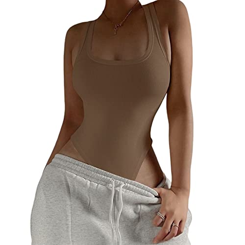 Sawmew Damen Schulterfrei Body Bodysuit Shirts Unterzieh Body Elegant Body für Frauen (Color : Khaki, Size : S) von Sawmew