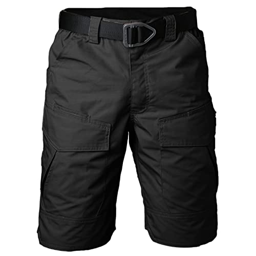 Sawmew Herren Militär Shorts Schnelltrocknend Taktische Shorts Atmungsaktiv Camping Bergsteigen Hose Kurz mit Multi Taschen (Color : Black, Size : XL) von Sawmew