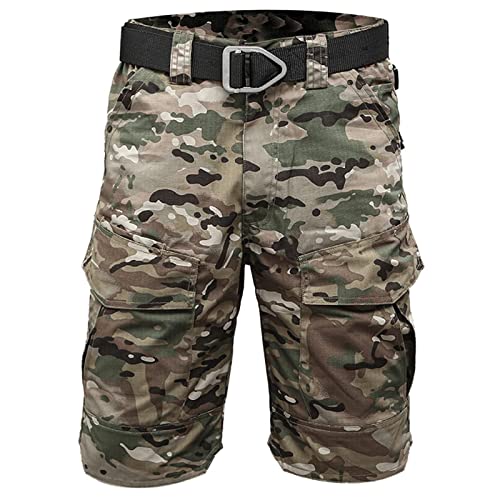 Sawmew Herren Militär Shorts Schnelltrocknend Taktische Shorts Atmungsaktiv Camping Bergsteigen Hose Kurz mit Multi Taschen (Color : Camouflage, Size : 3XL) von Sawmew