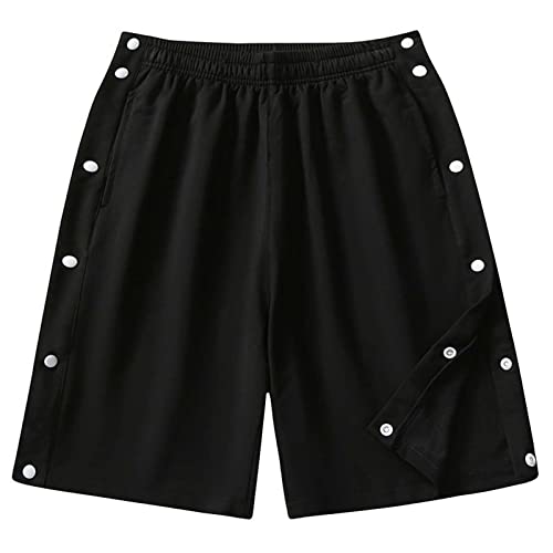 Sawmew Kurze Hosen Herren Sommer Baumwolle Sport Shorts Streetwear mit Seitlich Offen (Color : Black, Size : XL) von Sawmew