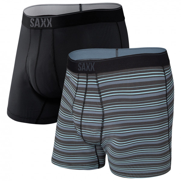 Saxx - Quest Quick Dry Mesh Boxer Brief Fly 2-Pack - Kunstfaserunterwäsche Gr L grau/schwarz von Saxx