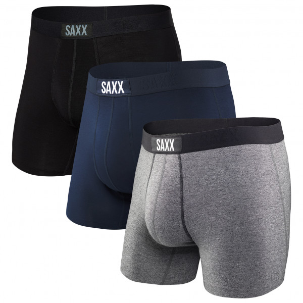 Saxx - Vibe Super Soft Boxer Brief 3-Pack - Kunstfaserunterwäsche Gr L grau von Saxx