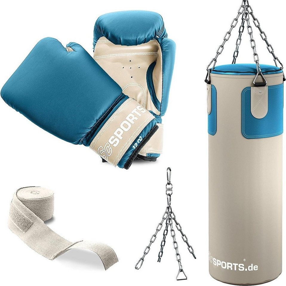 ScSPORTS® Boxsack Boxsack Set 25kg Gefüllt Boxhandschuhen Boxbandagen Erwachsene Boxset von ScSPORTS®