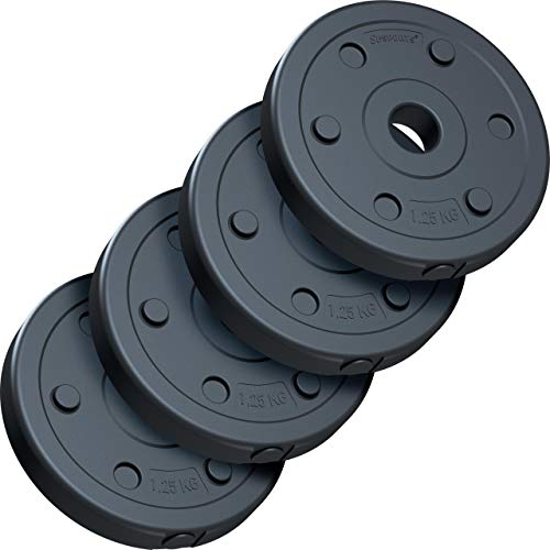 ScSPORTS® Hantelscheiben - Set, 2,5/5/10 kg, 1,25 kg, Ø 30/31mm, Zement, Kunststoff - Gewichtsscheiben, Hantelscheiben-Set, Fitness Scheiben, Gewichte für Hantel, Langhantel (5 kg (4 x 1,25 kg)) von ScSPORTS