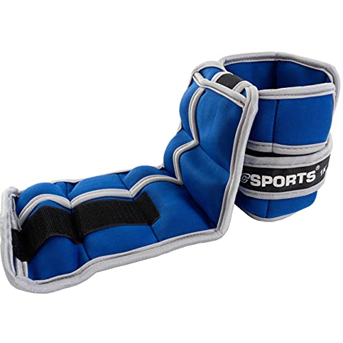 ScSPORTS Gewichtsmanschetten 2 x 2 kg, mit Klettverschluss, für Handgelenke und Fußgelenke, Gewichte herausnehmbar, blau von ScSPORTS