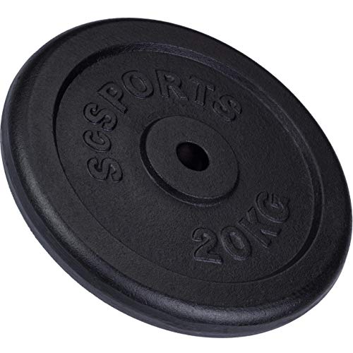 ScSPORTS® Hantelscheiben - Einzeln/Set, Ø 30/31 mm, Gusseisen, Gewichtswahl - Gewichtsscheiben, Hantelscheiben-Set, Hantelgewichte, Fitness Scheiben, Gewichte für Hantel (20 KG (1 x 20 kg)) von ScSPORTS