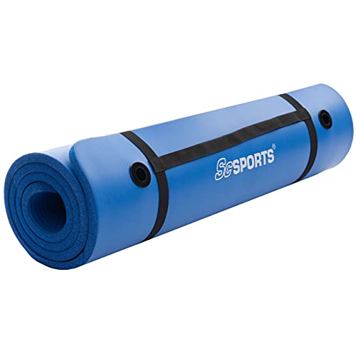 ScSPORTS Gymnastik-/Yoga-Matte, mit Schultergurt, extra groß und dick, 185 cm x 80 cm x 1,5 cm, blau von ScSPORTS