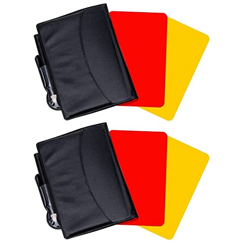 Scalewbin 2Er-Pack FußBall-Schiedsrichter-Karten-Sets, Rote und Gelbe Karten für Warn-Schiedsrichter mit WertungsböGen im Portemonnaie, Bleistift-FußBall-ZubehöR von Scalewbin