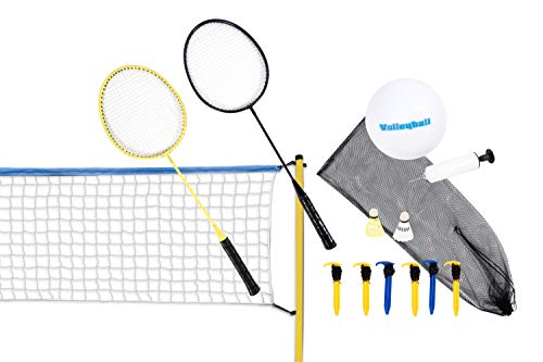 Scatch Volleyball- und Badminton-Set - Federball-Set - mit Netz, Schlägern, Shuttles und Ball - 310 x 168 cm von Scatch