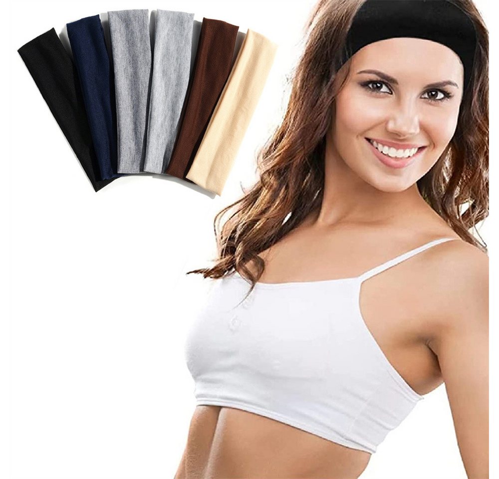 Schatztasche Haarband 6 solide Farbe Sport Yoga Haarbänder Sweatproof elastische Haarbänder von Schatztasche